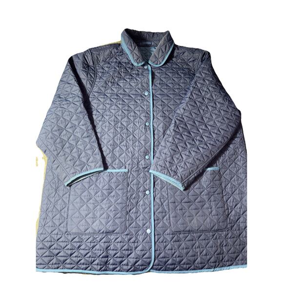 Lands End Jacket Womens Sz 3X Navy/ Blue Plaid Quilted Barn Chore Primaloft - Picture 9 of 9